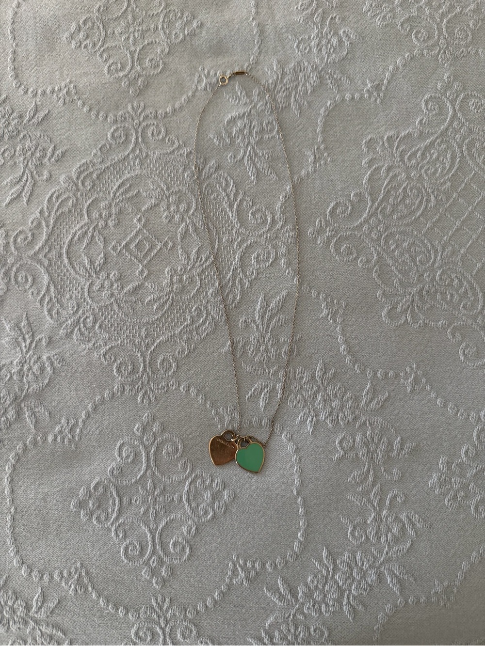 Sulver Heart Pendant Necklace with Mint Green Enamel Charm